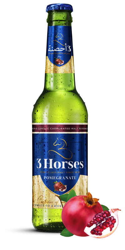 3 HORSES BOTTLE POMEGRANATE 24*330ML