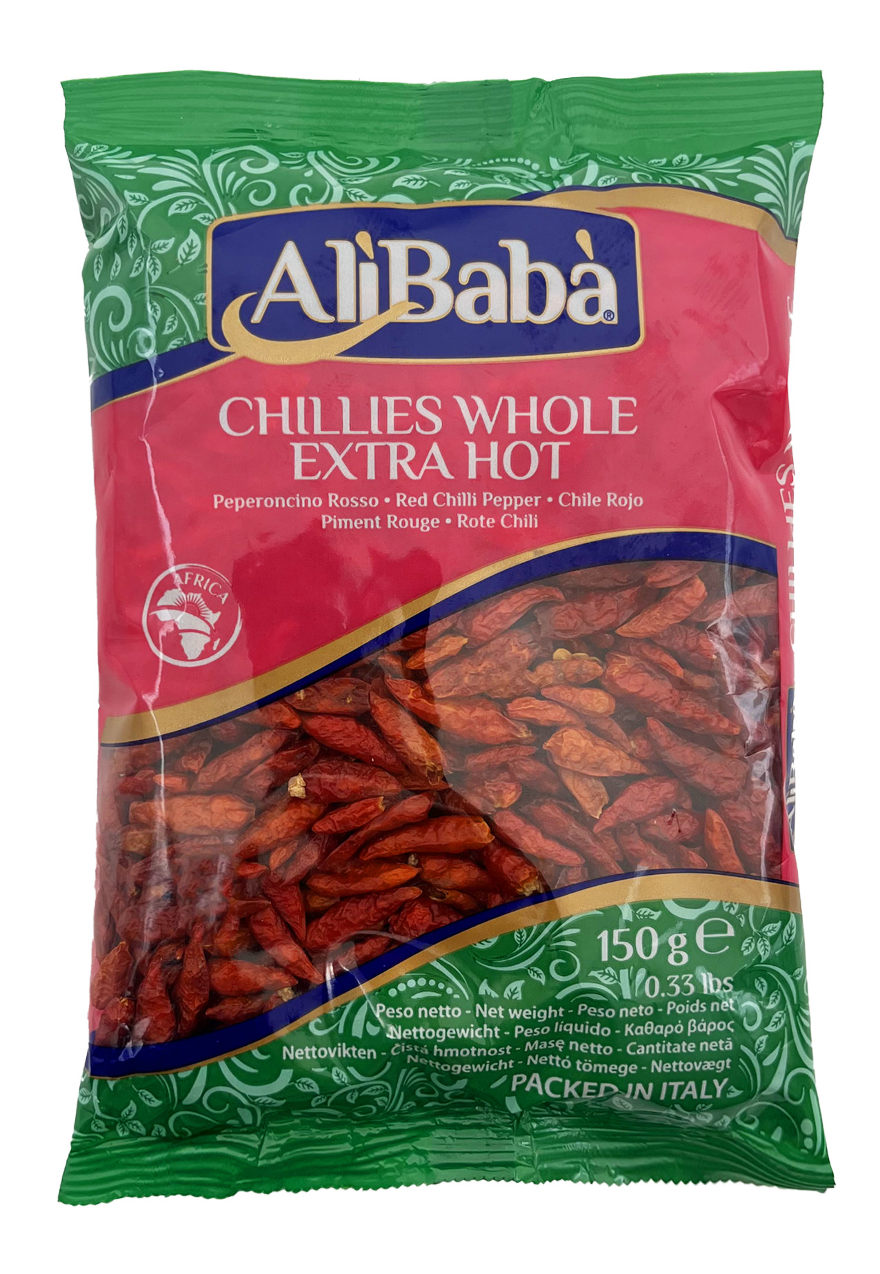 CHILLIES WHOLE EX.HOT ALI BABA 8X150G - FreshTropical