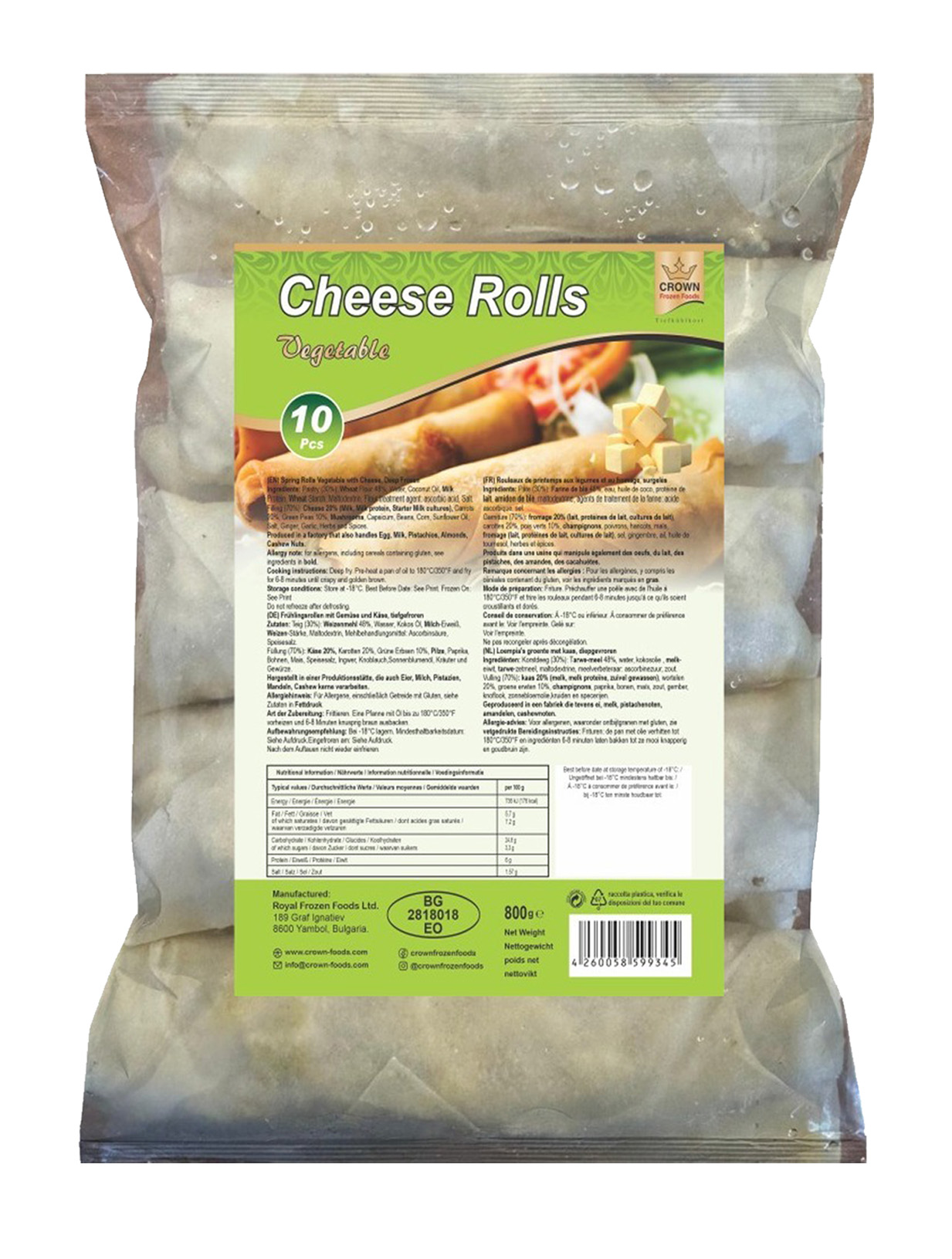 CROWN VEGETABLE CHEESE ROLL 12X12 - 750G