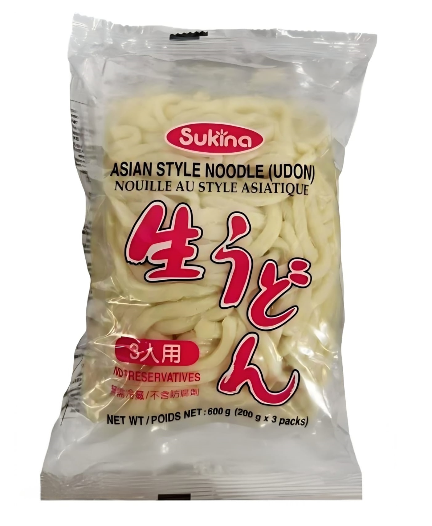 KR SUKINA UDON W/OUT SOUP 3 PACK 12X600G
