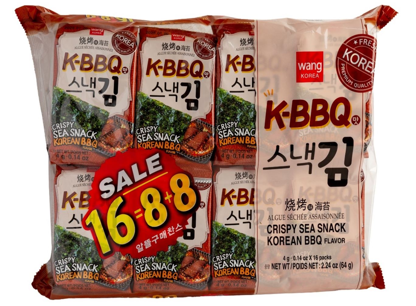 KR WANG  SEAWEED SNACK  BBQ 6X(16X4G)