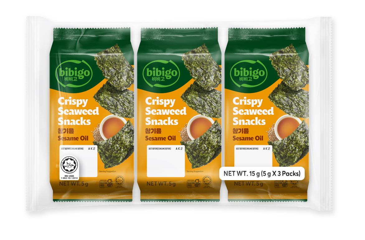 KR BIBIGO SEAWEED SNACK SESAME 12X(3X5G)