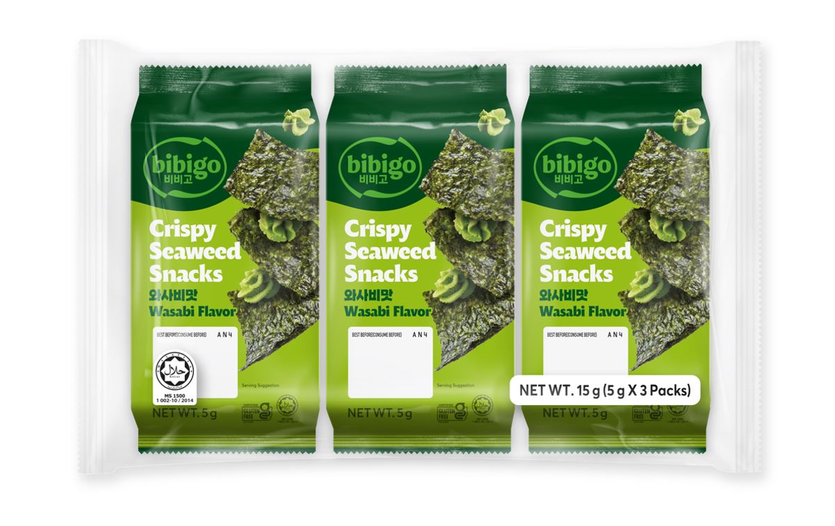 KR BIBIGO SEAWEED SNACK WASABI 12X(3X5G)