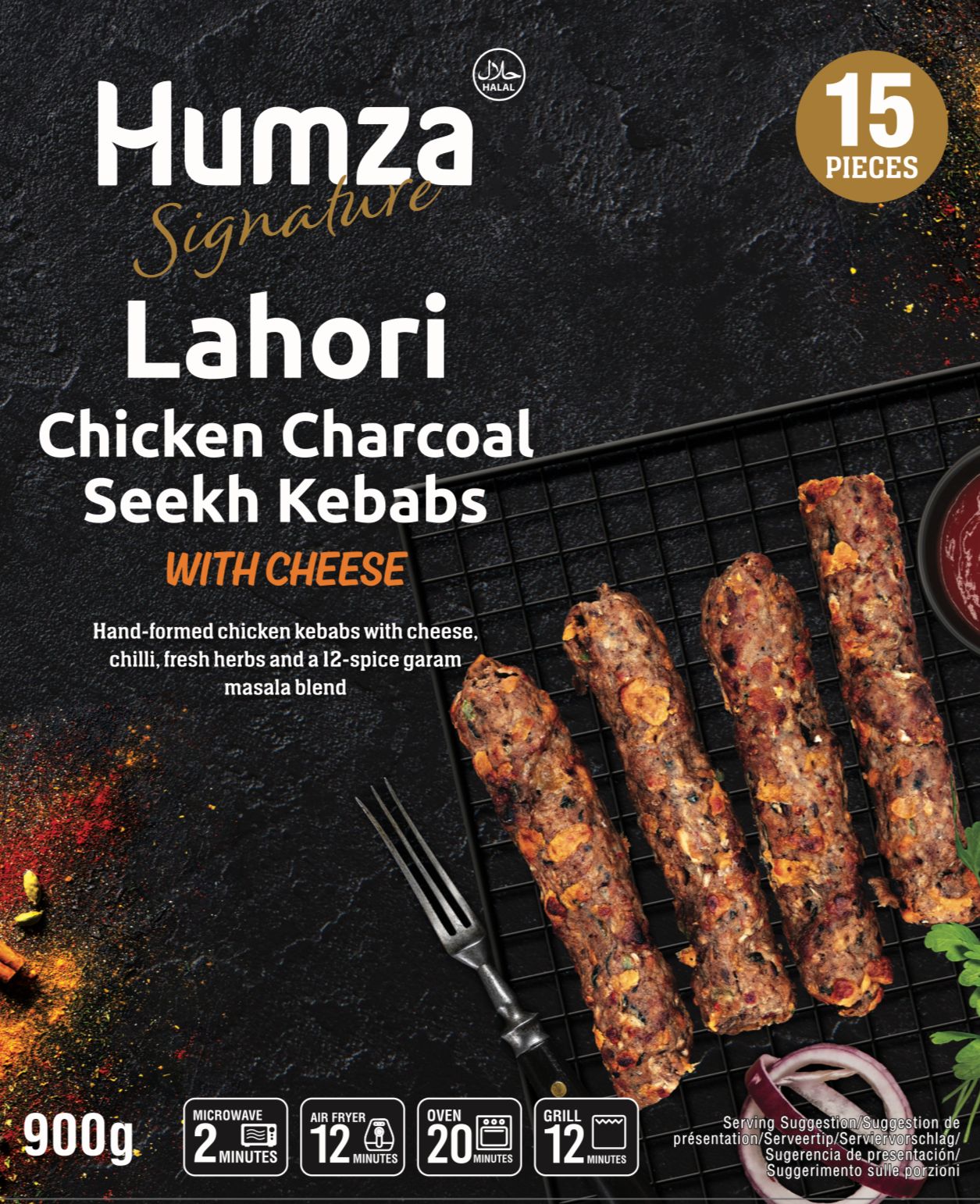 HUMZA CHICKEN CHARCOAL CHEESE 8X900G