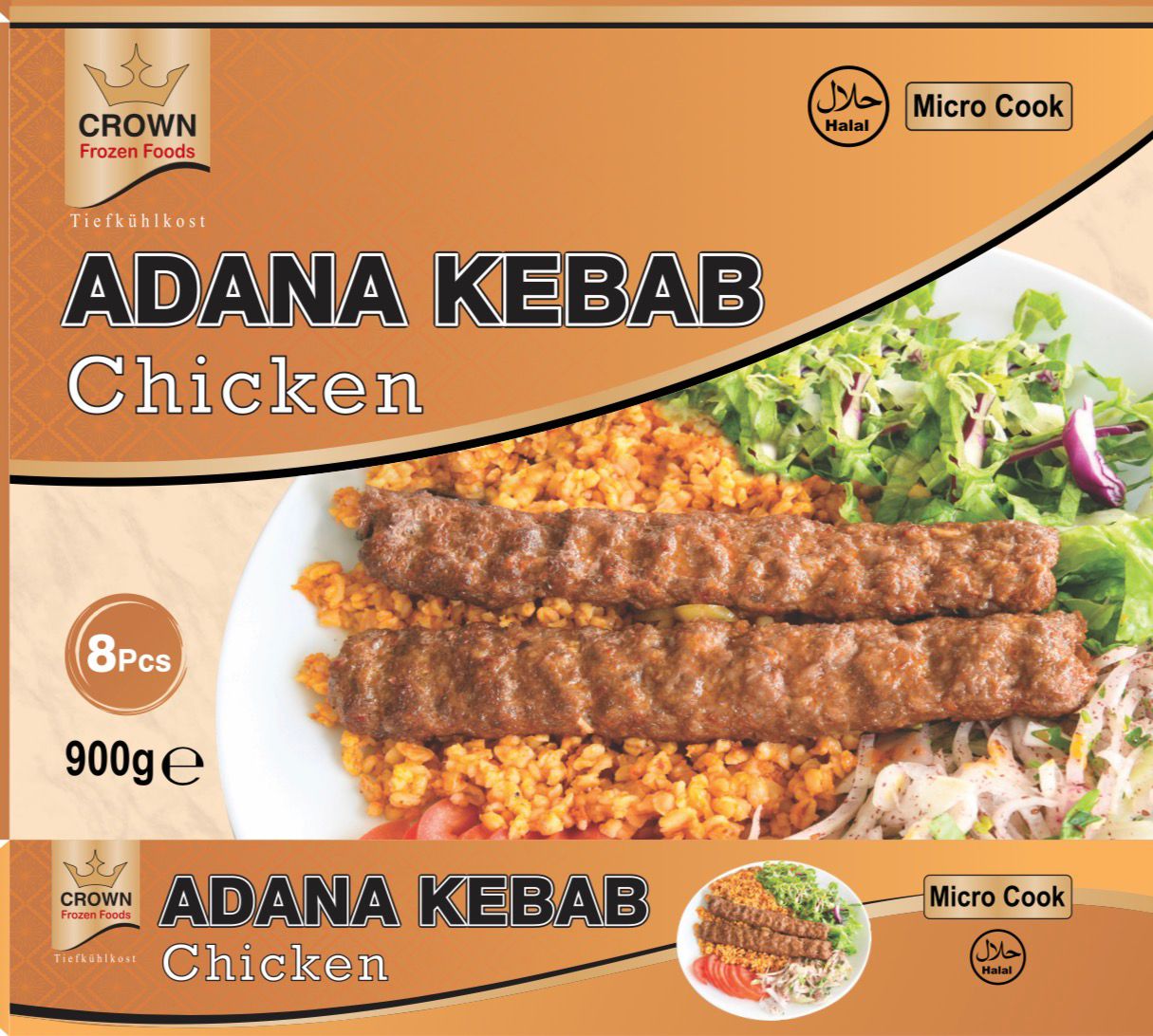 CROWN ADANA CHICKEN KEBAB 12X900G